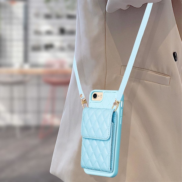 Bf22-stil case för Iphone 6 / 6s / 7 / 8 / Se (2020) / Se (2022) Kickstand Pu läderbelagd Tpu cover Blue