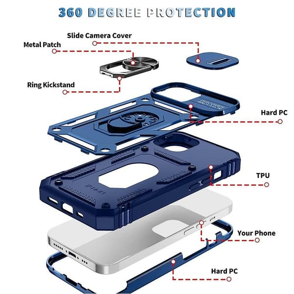 Sliding Camshield phone case för iPhone 15 Blue