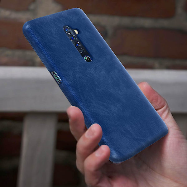 Oppo Reno 2 Case Skyddsbeständig Fine konstläder Vintage Blue