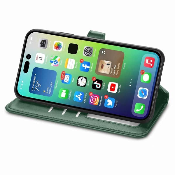 Enfärgat case med spänne för iPhone 15 Green