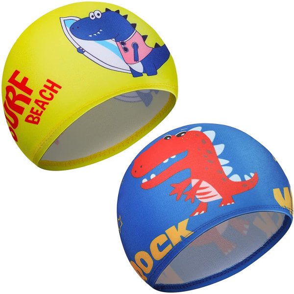 2 delar söta badmössor Cap för barn Tecknad elastisk cap i polyester Cap för pojkar Flickor 1-8 år gamla