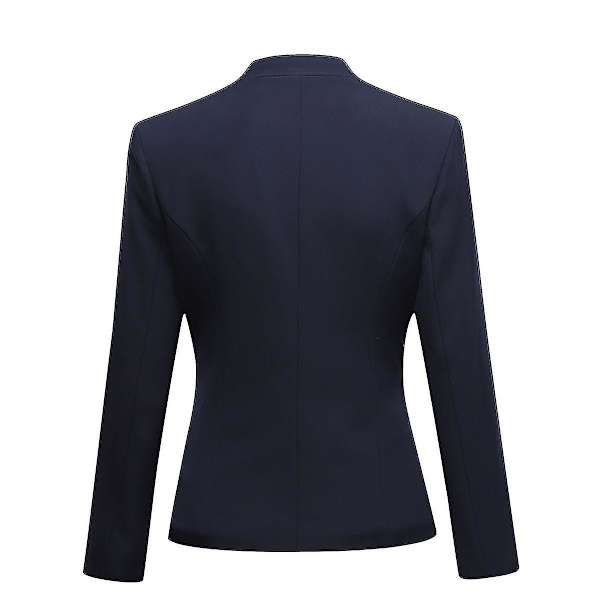 Youthup affärsdräkt för kvinnor 2 delar stativkrage enknapps blazerjacka och set Navy blue XL