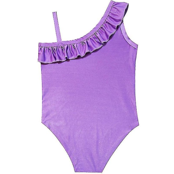 Barn Flickor Unicorn Ruffle Badkläder Strandbaddräkt One Piece Simdräkt Purple Blue 8-9 Years