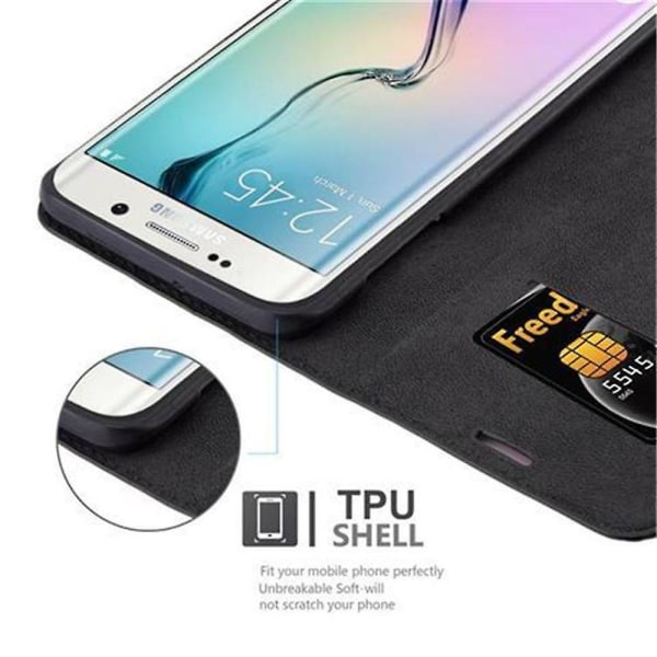 Samsung Galaxy S6 EDGE PLUS Cover Case Case - med stativfunktion och kortplats NIGHT BLACK Galaxy S6 EDGE PLUS