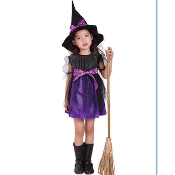 20,21 miljoner Halloween-kostymer Europeiska och amerikanska barn cosplay Anime-kostymer Häx cosplay Halloween-kostymer C purple short witch 150