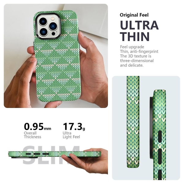Textile Texture Matt Case för iPhone 15 Light green