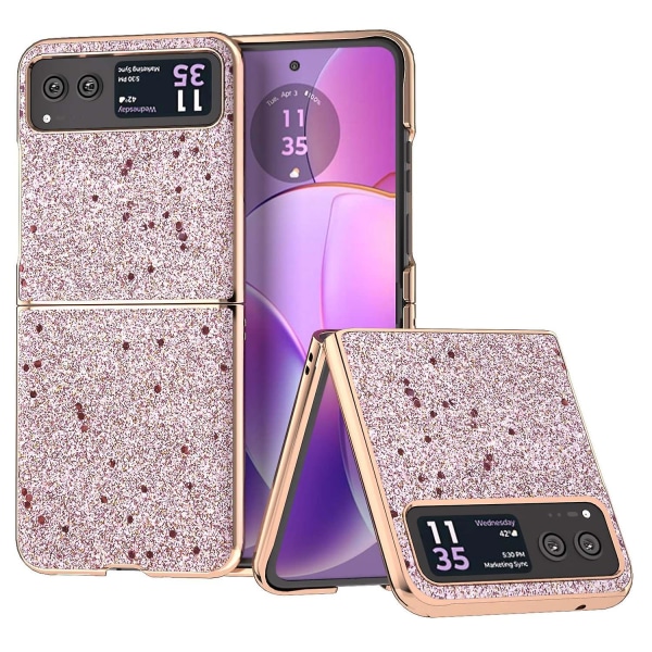 För Motorola Razr 40 5G PU Läder + PC Glitter phone case Nano galvanisering Repsäkert cover null none