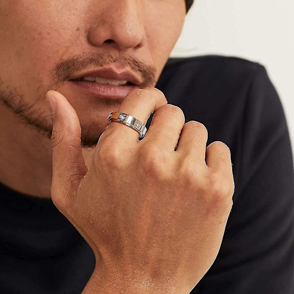 Svängring Bröllopslöfte Roterande Ring Med Cubic Zircons Ångestlindring
