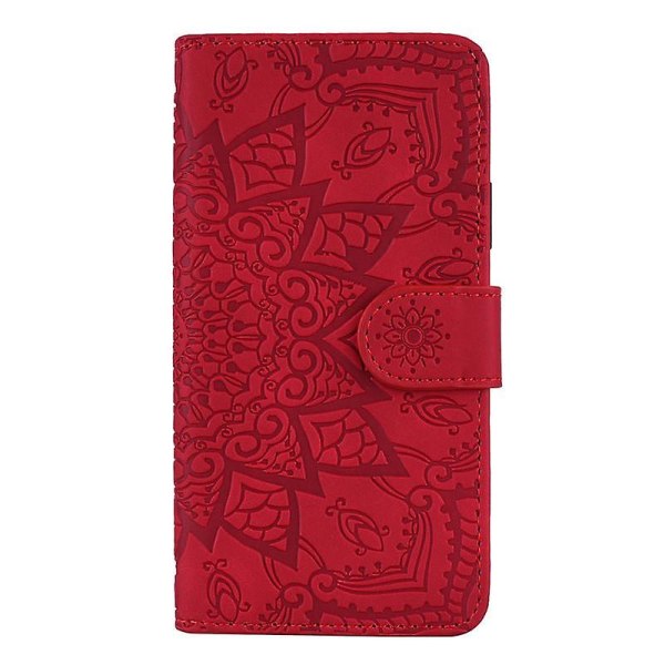 Case för Samsung Galaxy S20 FE Premium PU Läder Flip Cover Mandala Red