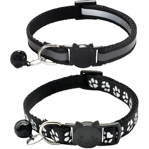 Katthalsband med reflekterande kattunge med snabbkoppling (1pack, svart) null none