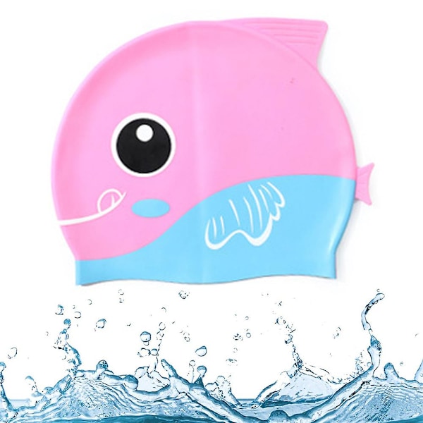 Cap Barn-1 förpackning Silikon Roliga badmössor för flickor och pojkar, badmössor för barn med tecknade hajar & minnows-design pink blue