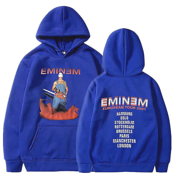Eminem Anger Management Tour 2002 Hoodie Vintage Harajuku Funny Rick Sweatshirts Långärmade Herr Dam Pullover Mode Blue3 2XL