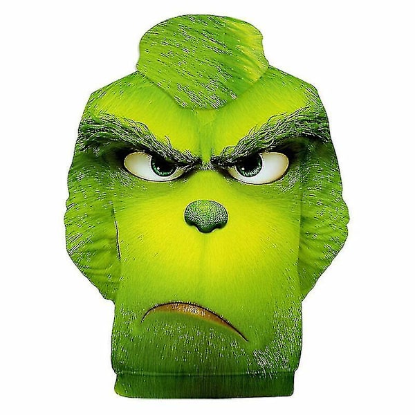 3D Grinch Män Kvinnor Casual Hood Pullover Sweatshirt Vänner Xmas Gift Pattern A 4XL