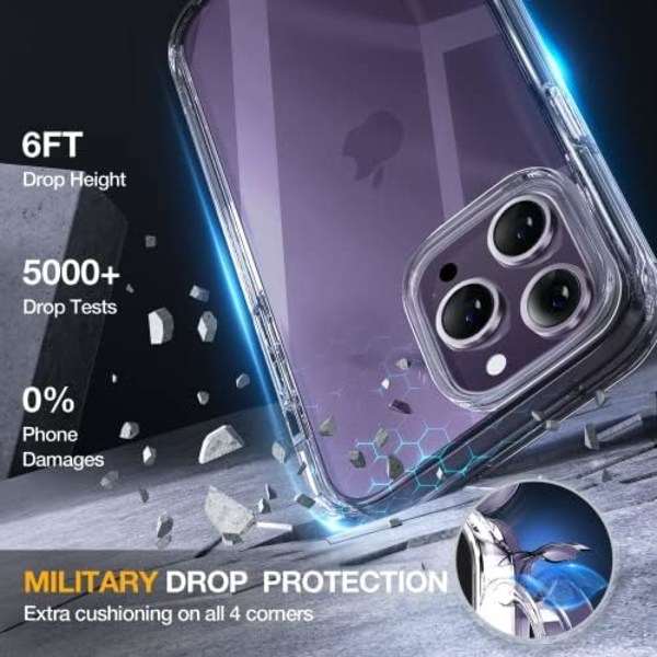 Miracase Glass Series Designad för iPhone 14 Pro Max Case 6,7 tum, [2023 Upgrade] Bumper Case med inbyggd 9H härdat glas Scr Clear-A