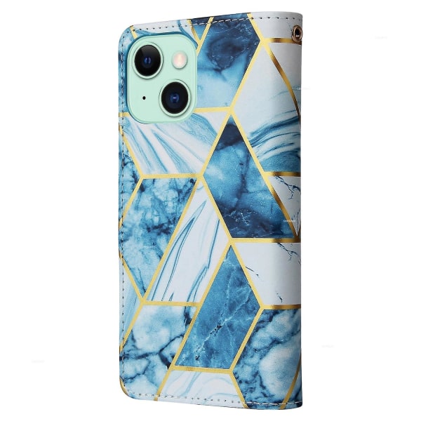 Marble Bronzing Läder Phone case för iPhone 15 Blue