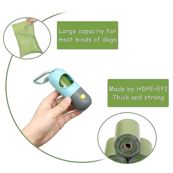 Hund Bajspåsar Dispenser Med Led Blixt Hund För Bajs Med Dispenser Och koppelklämma 2 Pack null none