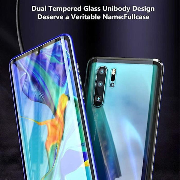 Huawei P30 Lite Case Magnetisk Adsorption Stötsäker 360 graders dubbelt haptiskt skydd Transparent härdat glas Mycket Miaq null none