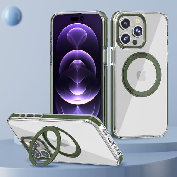 Magnetic Clear Case Kompatibel Iphone 15 Pro Max Med Magsafe Stand Ring Hållare Stötsäker För Iphone 15 Pro Max Case Grey