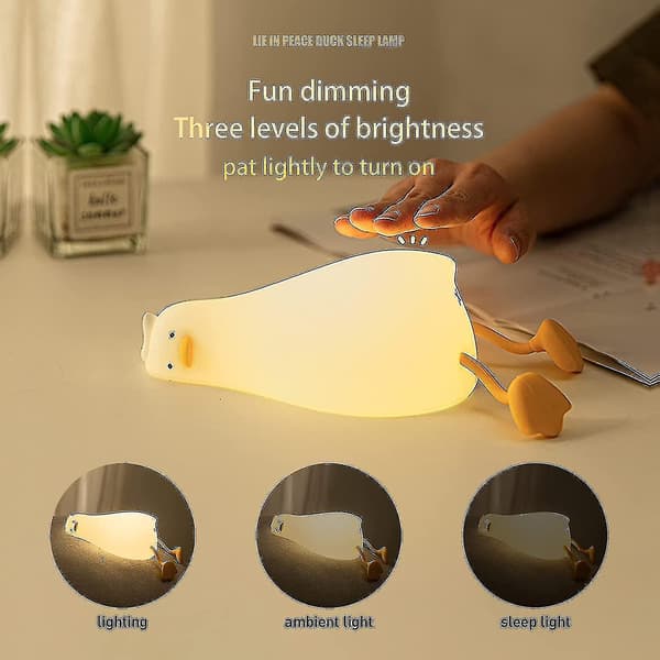 Liggande anka Nattlampa, Led Squishy Duck Lamp, Söt null none