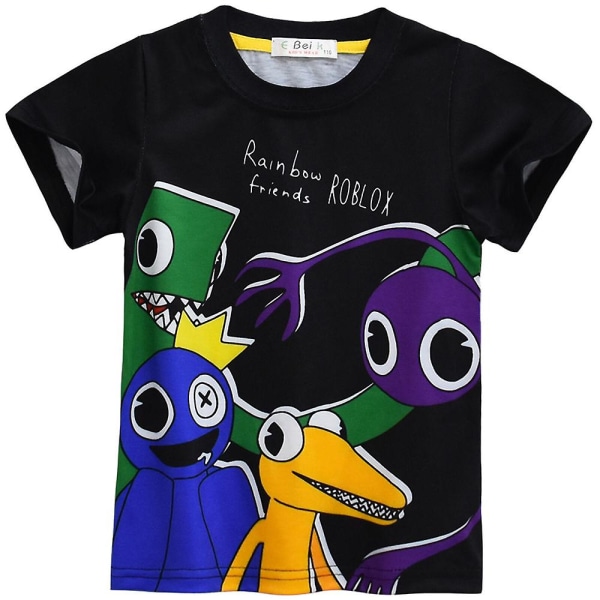 Rainbow Friends 3d-utskrift Kortärmad T-shirt Sommar Toppar med rund hals för barn Ungdom Pojkar A 5-6 Years