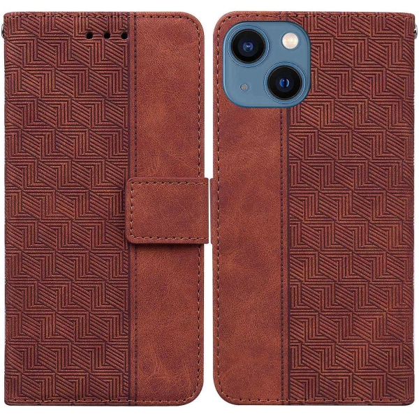 Geometriskt präglat case för iPhone 15 Plus Brown