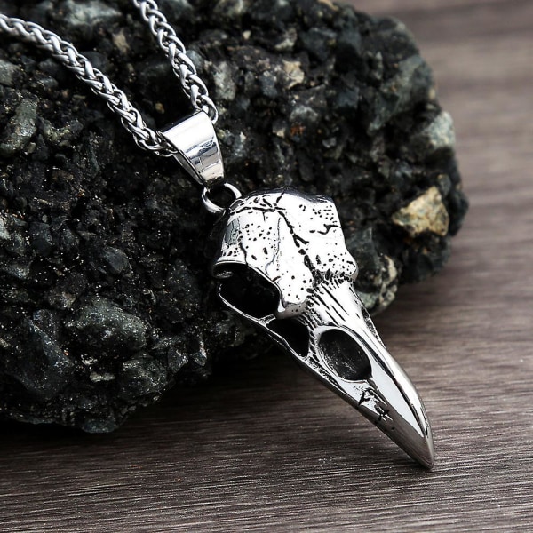 Nordic Odin Crow Skull Hänge Halsband Gothic Rostfritt Stål Raven Skull Halsband För Män Kvinnor Punk Pagan Smycken Droshipping Style B Only Pendant