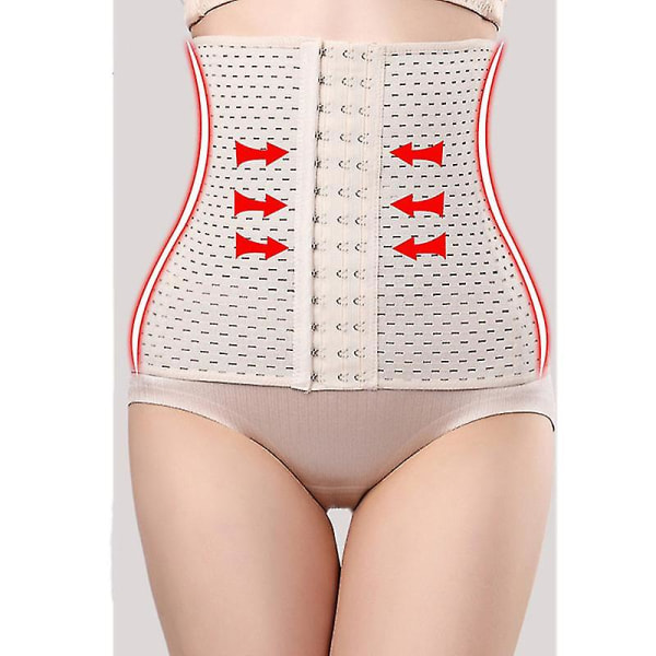 Kvinnor Waist trainer Korsett Bälte Under Kläder Sport Mage Kontroll Long Torso Shapewear BEIGE XXL