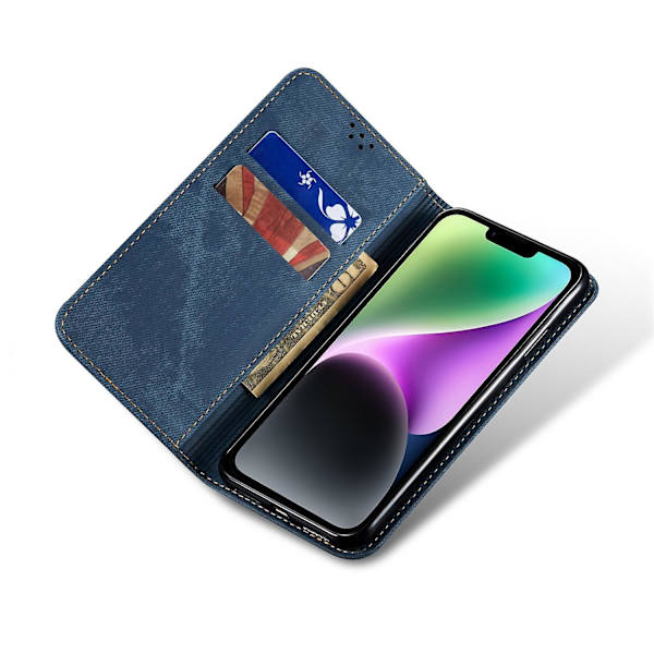 Denim Texture Case för iPhone 15 Plus Blue