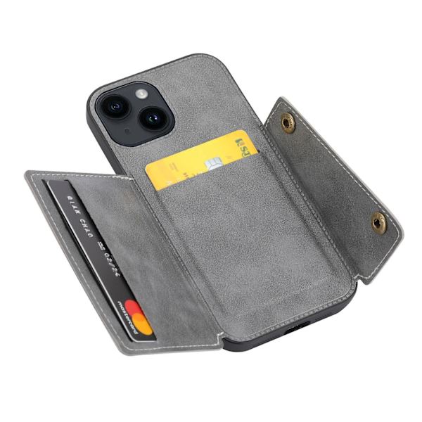 Phone case med dubbelt spänne för iPhone 15 Plus Grey