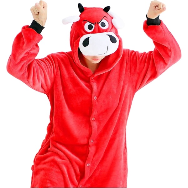 Bull Pyjamas Tecknad kostym Djur Pyjamas Jumpsuit Halloween Cosplay S