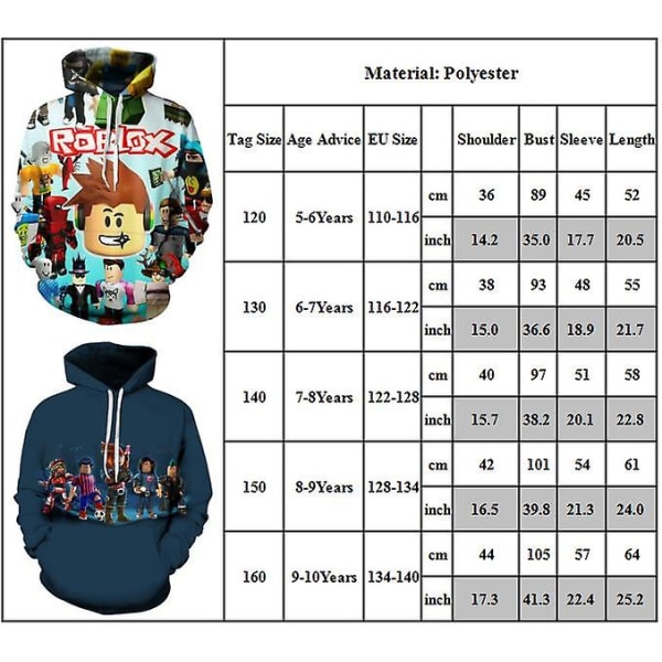 Roblox Barn Pojkar Flickor Luvtröja Sweatshirts Långärmad Printed Jacka Toppar Kappa A 5-6 Years