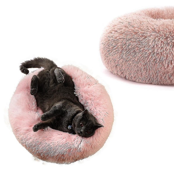 Tvättbar Lugnande Bekväm Donut Style Plysch Katt- eller Hundsäng pink 2XL 90cm