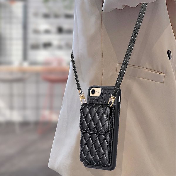 Bf22-stil case för Iphone 6 / 6s / 7 / 8 / Se (2020) / Se (2022) Kickstand Pu läderbelagd Tpu cover Black