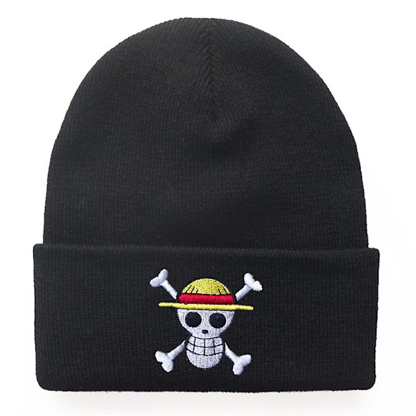 One Piece Anime Theme Pirate Monkey D.luffy Pattern Beanie Hat For Herr Kvinnor Unisex Vinter Varm Manschett Cap Mjuk Stretch Stickad Beanies Gray