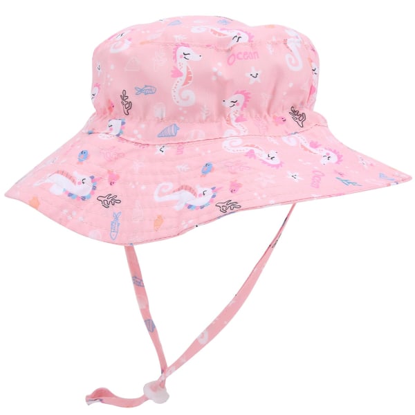 Snabbtorkande Bucket Hat Unisex Baby Boy Girl Outdoor Justerbar Beach Cap Bucket Hat pink seahorse M*50-54