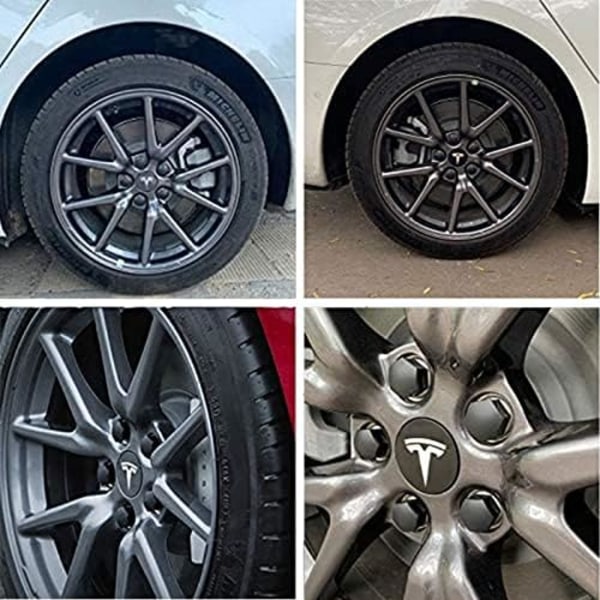 Tesla Model 3 YSX Center Cap Hjul Cap Kit Lugg Mutter Cover Silver Matt (4 Nav Center Cap + 20 Lug Mutter Cover) Tesla Tillbehör red