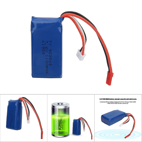 Universal litiumbatteri 7,4v 1100mah Passar för Wltoys A949 A959 A969 A979 K929 Rc modellfordon null none