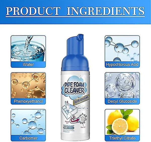 Drain Pipe Foam Cleaner, Pipe Dredge Deodorant Clog Remover 3Pcs