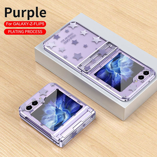 Clear Star Slim Thin Transparent Stötsäkert gångjärnsskydd för Samsung Galaxy Z Flip 5 Purple