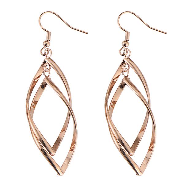 1 par titanstål örhängen Kreativ solid geometri Rhombus eardrops Snygga Eleganta öronsmycken för kvinnor damer (roséguld) Golden 3*6cm