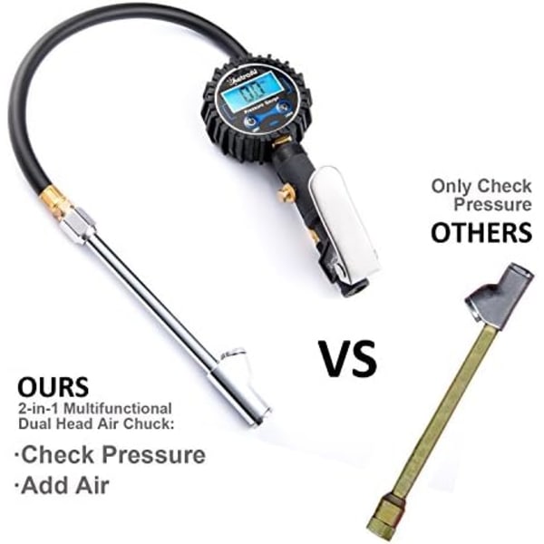 AstroAI Air Chuck 1/4&#34; FNPT Heavy Duty Dual Head Mässing Däck Chuck Kompatibel med Inflator Luftpump Kompressor Tillbehör för Truck Bus Sliver