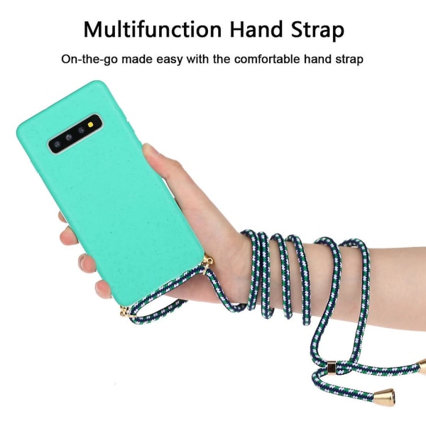 Wheat Straw Material + Tpu Case med snodd för Samsung Galaxy S10 Plus Green For Samsung Galaxy S10 Plus