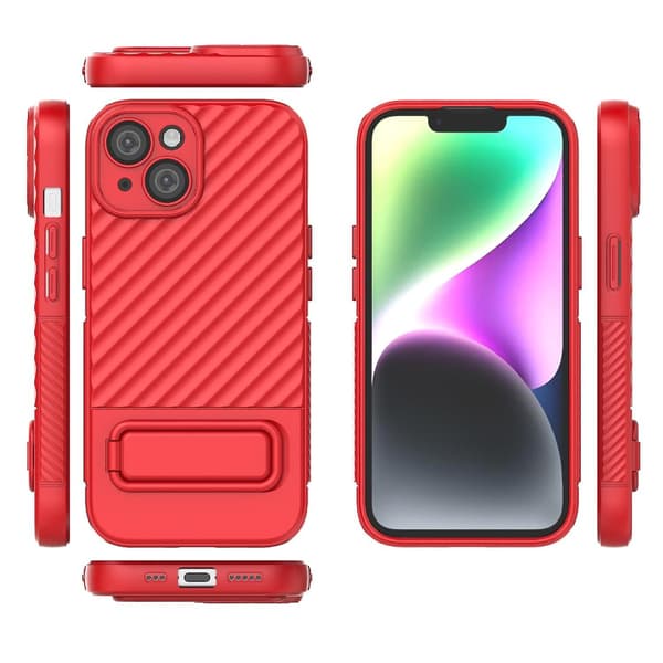 Wavy Texture TPU- case för iPhone 15 Red
