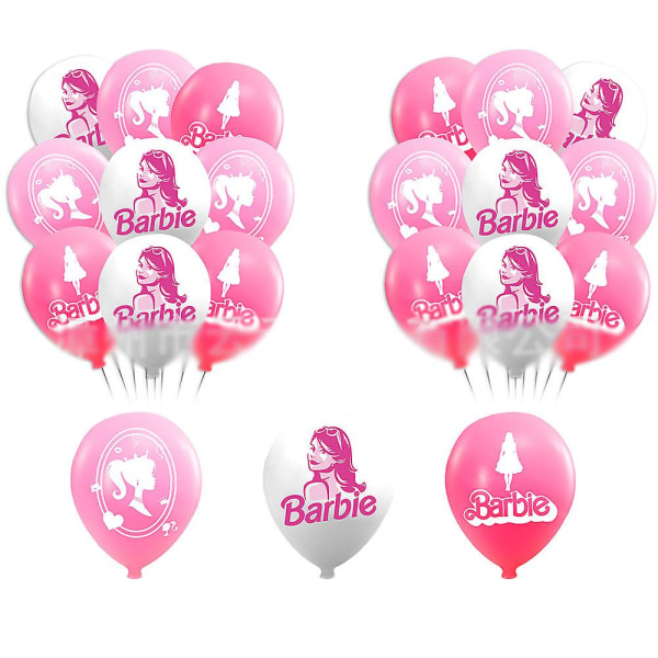 Barbie Film Tema Party Rosa Dekoration Tillbehör Banner Ballonger Kit Cake Cupcake Toppers Set null none