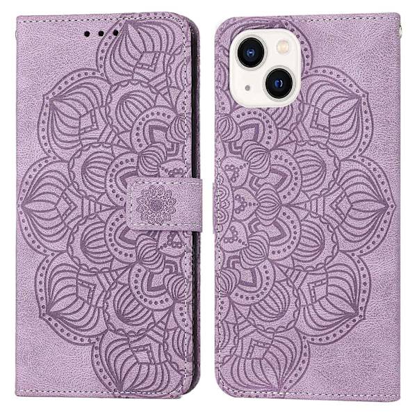 Mandala-präglat case till iPhone 15 Plus Purple