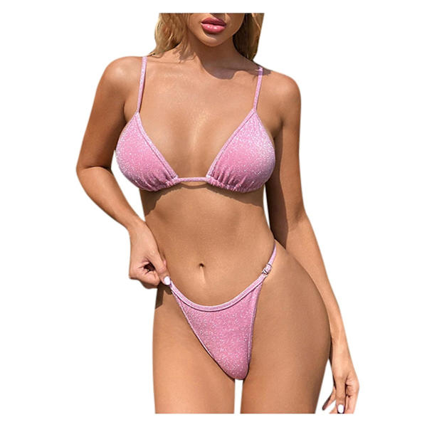 Baddräkt i plusstorlek för kvinnor Baddräkt för kvinnor Print Baddräkt fylld SET med massivt print Badkläder Strandkläder Baddräkter Pink S