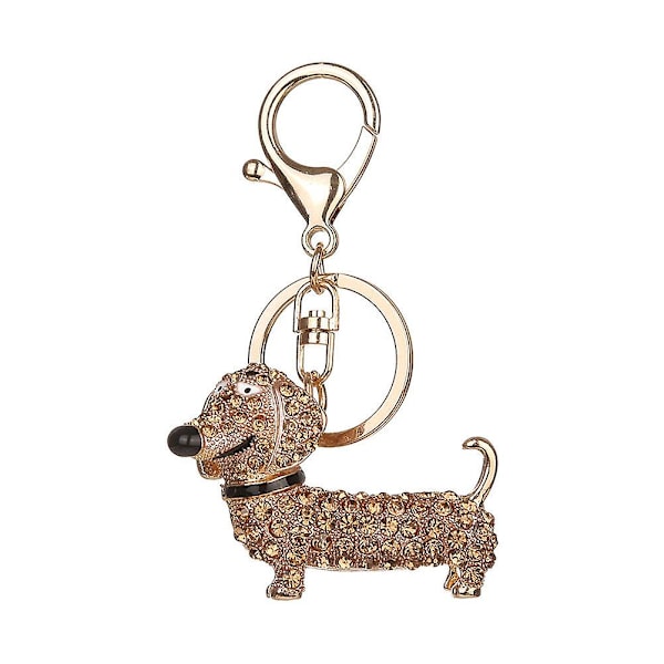 Zinklegering Tax Hund Kristall Rhinestones Nyckelring Dekorativ nyckelring Nyckelring Nyckelring Dekoration prydnadsföremål för handväska och bilprydnadssaker S Golden