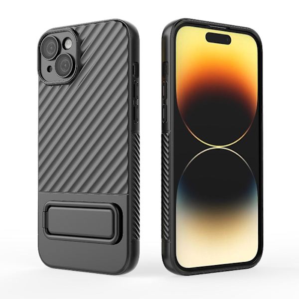 Wavy Texture TPU- case för iPhone 15 Plus Black