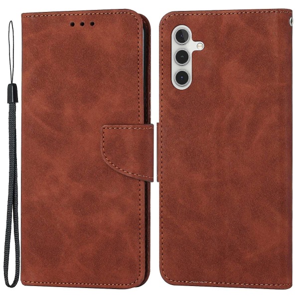 För Samsung Galaxy A14 5g Phone case Magnetstängningsställ Flip Enfärgad Pu-läder skyddande cover Brown