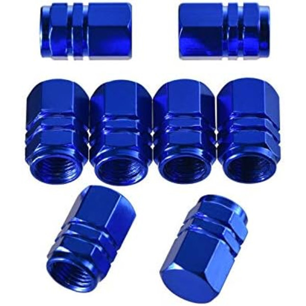 EBOOT 8 delar Däckstamventilkåpor Hjulventilkåpor Dammtät cap för bil, hexagonform (blå) Blue